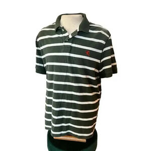 EXPRESS mens classic fit POLO green & white striped mens XXL
